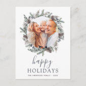 Cartes Pour Fêtes Annuelles Budget Joyeuses Fêtes Noël Dusty Bleu Photo (Devant)