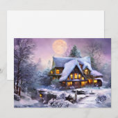 Cartes Pour Fêtes Annuelles Budget Noël maison de campagne enneigée (Devant / Derrière)