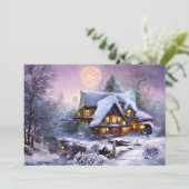 Cartes Pour Fêtes Annuelles Budget Noël maison de campagne enneigée (Debout devant)