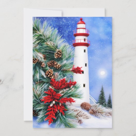 Cartes Pour Fêtes Annuelles Budget phare de Noël enneigé mini (Devant)