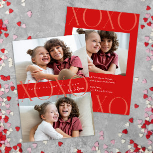 Cartes Pour Fêtes Annuelles Budget Red Modern XOXO Photo Saint Valentin
