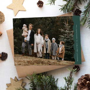 Cartes Pour Fêtes Annuelles Budget Vert moderne Vague deux photos Noël