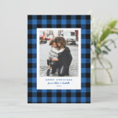 Cartes Pour Fêtes Annuelles Buffalo bleu plaqué Noël simple photo (Debout devant)