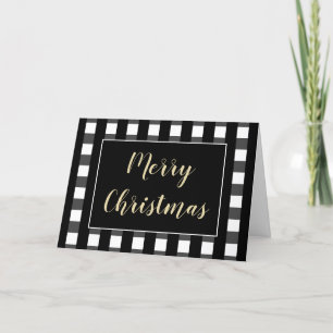Cartes Pour Fêtes Annuelles Buffalo Check Joyeux Noël Noir Blanc