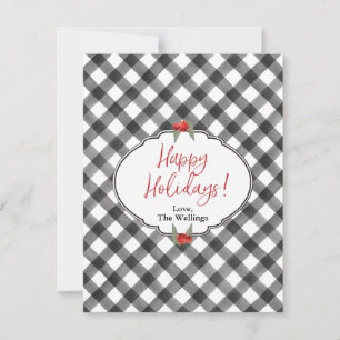 Cartes Pour Fêtes Annuelles Buffalo Check Plaid Black White Flat Personnalisé