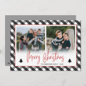 Cartes Pour Fêtes Annuelles Buffalo Check Plaid Photo Collage Noël (Devant / Derrière)
