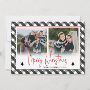 Cartes Pour Fêtes Annuelles Buffalo Check Plaid Photo Collage Noël