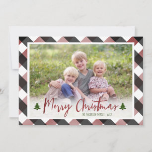 Cartes Pour Fêtes Annuelles Buffalo Check Plaid Photo Noël