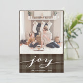 Cartes Pour Fêtes Annuelles Buffalo moderne Plaid Élégant Script JOIY Simple (Debout devant)