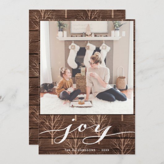 Cartes Pour Fêtes Annuelles Buffalo moderne Plaid Élégant Script JOIY Simple (Devant / Derrière)