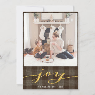 Cartes Pour Fêtes Annuelles Buffalo moderne Plaid Élégant Script JOIY Simple