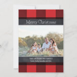 Cartes Pour Fêtes Annuelles Buffalo Plaid and Chalkboard Christmas Photo<br><div class="desc">Ajoutez votre photo pour customiser cette carte de voeux de Noël Buffalo plaid and chalkboard</div>