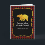 Cartes Pour Fêtes Annuelles Buffalo Plaid Chalkboard Foil Photo de Noël<br><div class="desc">Carte de voeux rustique de noël avec un motif en plaid de buffle,  un ours en feuille d'or et une feuille personnalisable avec votre propre photo.</div>