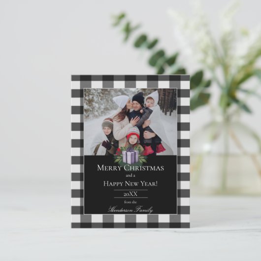 Cartes Pour Fêtes Annuelles Buffalo Plaid Christmas Cadeau Photo | Violet (Debout devant)