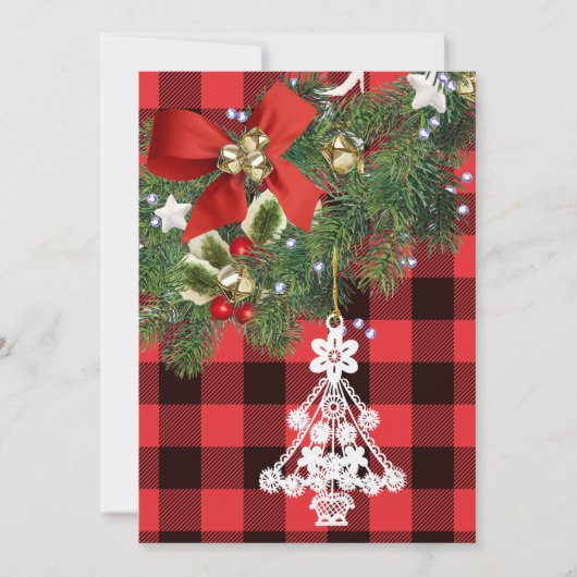 Cartes Pour Fêtes Annuelles Buffalo Plaid Custom White Christmas Tree (Devant)