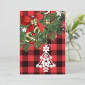 Cartes Pour Fêtes Annuelles Buffalo Plaid Custom White Christmas Tree (Debout devant)