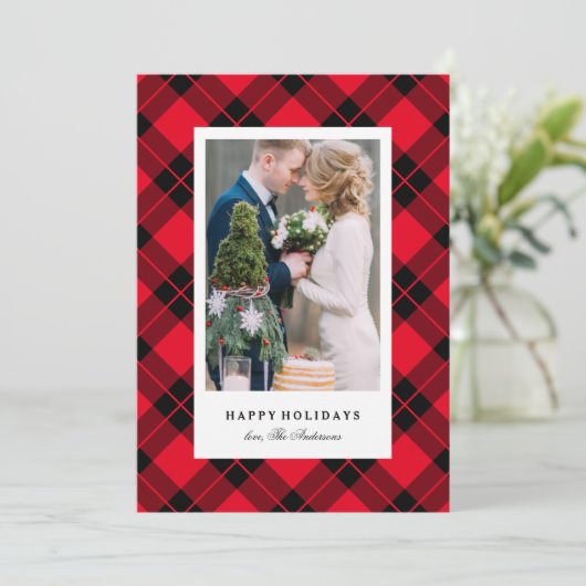 Cartes Pour Fêtes Annuelles Buffalo Plaid Holiday (Debout devant)