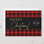 Cartes Pour Fêtes Annuelles Buffalo Plaid Joyeux Noël Entreprise Logo (Devant)