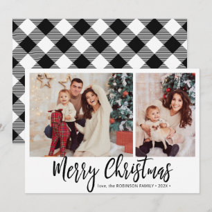 Cartes Pour Fêtes Annuelles Buffalo Plaid Rustic 2 Photo Collage Noël