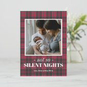 Cartes Pour Fêtes Annuelles Buffalo Plaid Silent Nights Funny Christmas Card (Debout devant)