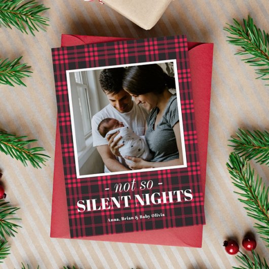 Cartes Pour Fêtes Annuelles Buffalo Plaid Silent Nights Funny Christmas Card