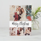 Cartes Pour Fêtes Annuelles Buffalo Plaid Simple 4 Photo Collage Noël (Debout devant)