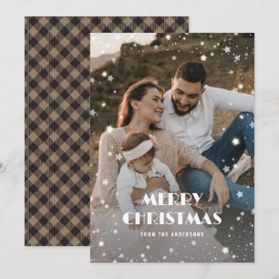 Cartes Pour Fêtes Annuelles Buffalo Plaid Stars Neige Photo Joyeux Noël