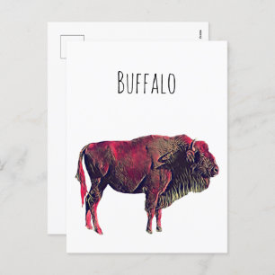 Cartes Pour Fêtes Annuelles Buffalo Portrait Design pour bison ou animal sauva
