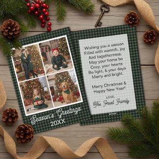 Cartes Pour Fêtes Annuelles Buffalo vert et noir plaqué Nom et texte personnal