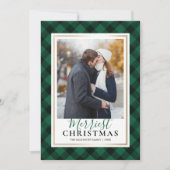 Cartes Pour Fêtes Annuelles Buffalo vert Plaid Merriest Photo de Noël (Devant)