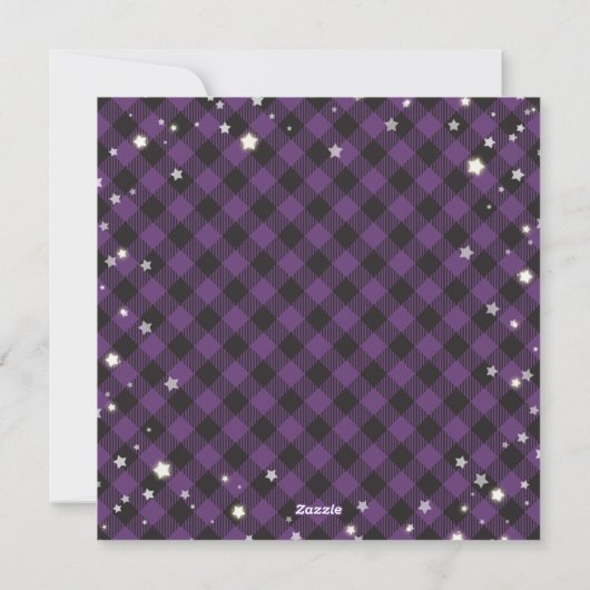 Cartes Pour Fêtes Annuelles Buffalo violet Plaid Wreath Stars Photo Noël (Dos)