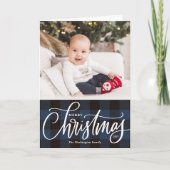 Cartes Pour Fêtes Annuelles Buffle bleu rustique plaqué Joyeux Noël Photo (Devant)