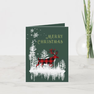 Cartes Pour Fêtes Annuelles Buffle de la forêt neigeuse de la Stade Plaid Joye