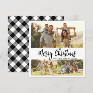 Cartes Pour Fêtes Annuelles Buffle minimum Plaid 3 Multi Photo Noël