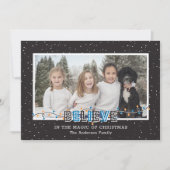 Cartes Pour Fêtes Annuelles Buffle noir blanc Plaid Neige bleu Croire photo (Devant)