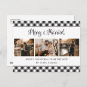Cartes Pour Fêtes Annuelles Buffle noir et blanc Plaid Merry et Marié (Devant / Derrière)