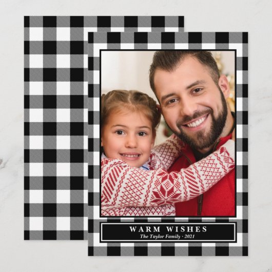 Cartes Pour Fêtes Annuelles Buffle Noir Plaid Wives Vertical Photo (Devant / Derrière)
