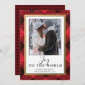 Cartes Pour Fêtes Annuelles Buffle rouge rustique plaqué | Vacances photo rust (Devant / Derrière)