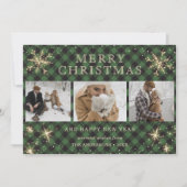 Cartes Pour Fêtes Annuelles Buffle vert personnalisé Plaid 3 photo (Devant)