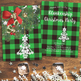 Cartes Pour Fêtes Annuelles Buffle vert Plaid Custom Christmas Tree Holiday