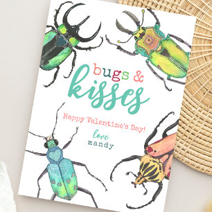 Cartes Pour Fêtes Annuelles Bugs amoureux et bisous Aquarelle Saint-Valentin