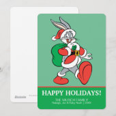 Cartes Pour Fêtes Annuelles BUGS BUNNY™ Père Noël marchant joyeusement (Devant / Derrière)