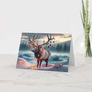 CARTES POUR FÊTES ANNUELLES BULL ELK NOËL - NOËL ARBRE DÉTRUIT