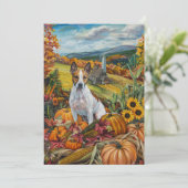 Cartes Pour Fêtes Annuelles Bull Terrier Chien Moisson d'automne Thankgiving (Debout devant)