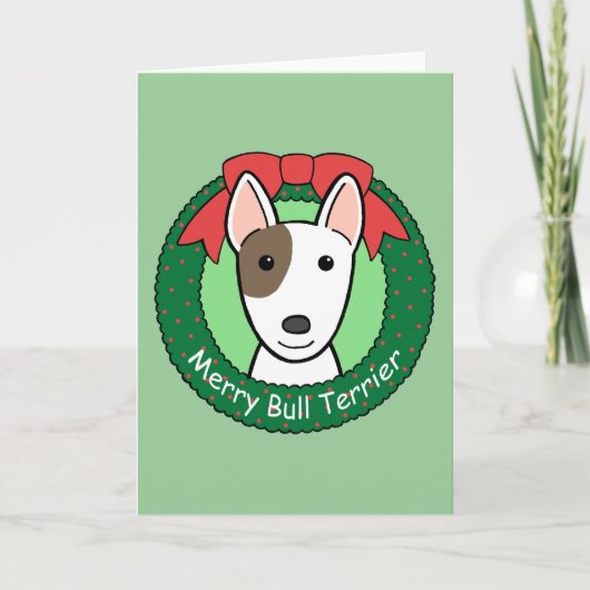Cartes Pour Fêtes Annuelles Bull Terrier Noël (Devant)