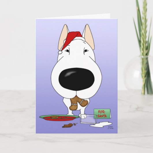 Cartes Pour Fêtes Annuelles Bull Terrier Noël (Devant)