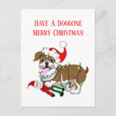 Cartes Pour Fêtes Annuelles Bulldog anglais avec lumières de Noël Joyeux Noël (Devant)