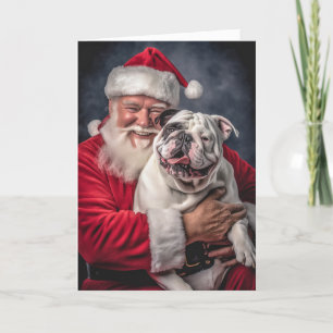 Cartes Pour Fêtes Annuelles Bulldog anglais et Père Noël #1