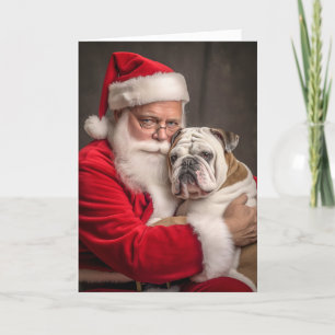 Cartes Pour Fêtes Annuelles Bulldog anglais et Père Noël #2