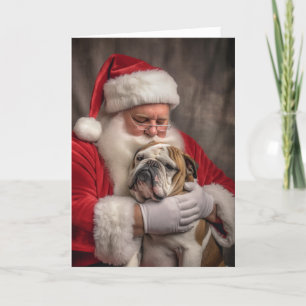 Cartes Pour Fêtes Annuelles Bulldog anglais et Père Noël #3